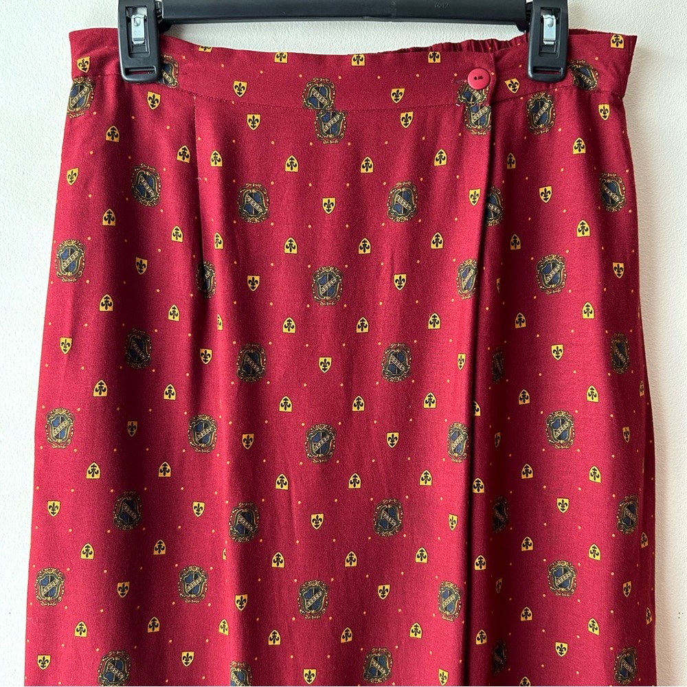 Pendleton Classic Vintage Signature Crest Crown Wrap Maxi Skirt Red Gold 12 - Picture 3 of 14